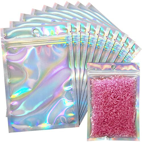 EgticLive 100 Pack Resealable Holographic Bags for Small Business, Iridescent Mylar Bags with Clear Front Ziplock Foil Packing Pouches for Multipurpose Storage (3.1 X 5.1 inches) | Amazon (US)