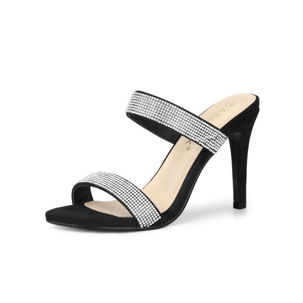 Allegra K Women's Open Toe Stiletto High Heel Rhinestone Mules Sandals - Walmart.com | Walmart (US)