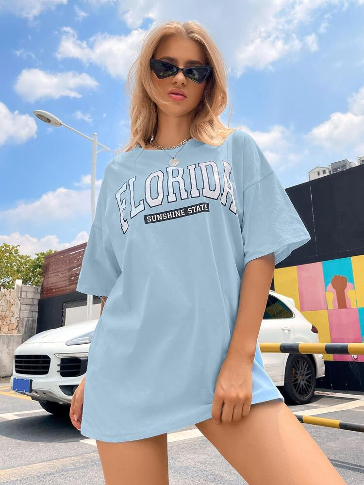 Letter Graphic Drop Shoulder Oversized Tee | SHEIN