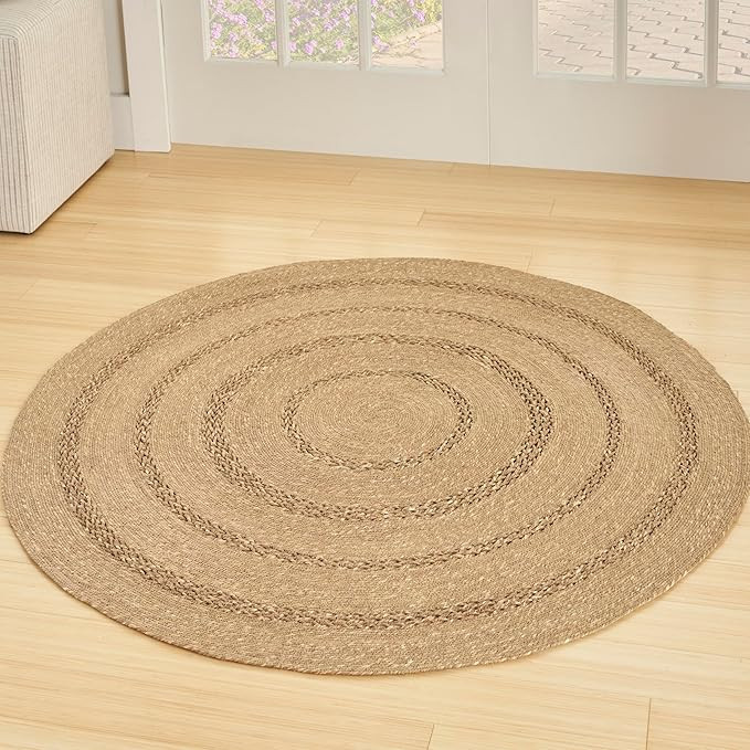Nourison Natural Seagrass Indoor/Outdoor Natural 4' x Round Area Rug, Easy Cleaning, Non Shedding... | Amazon (US)