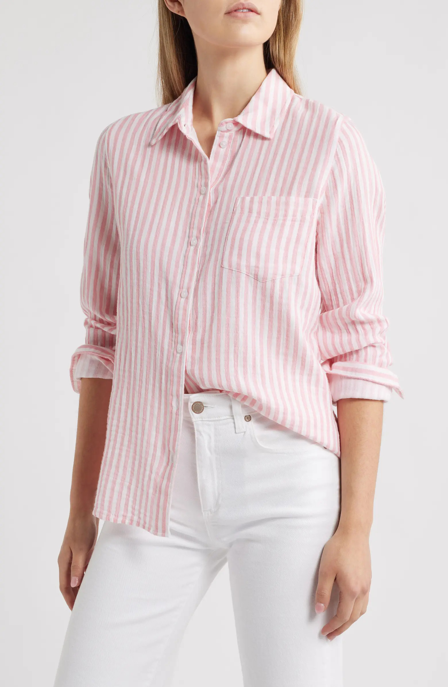 Casual Gauze Button-Up Shirt | Nordstrom