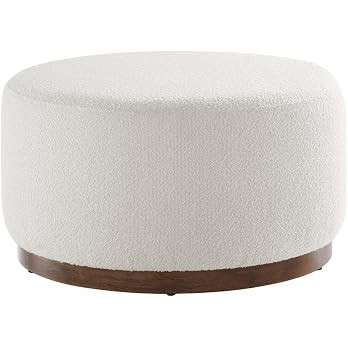 Modway Tilden 29 Inch Round Boucle Upholstered Ottoman in Cloud Walnut - Round Ottoman Coffee Tab... | Amazon (US)