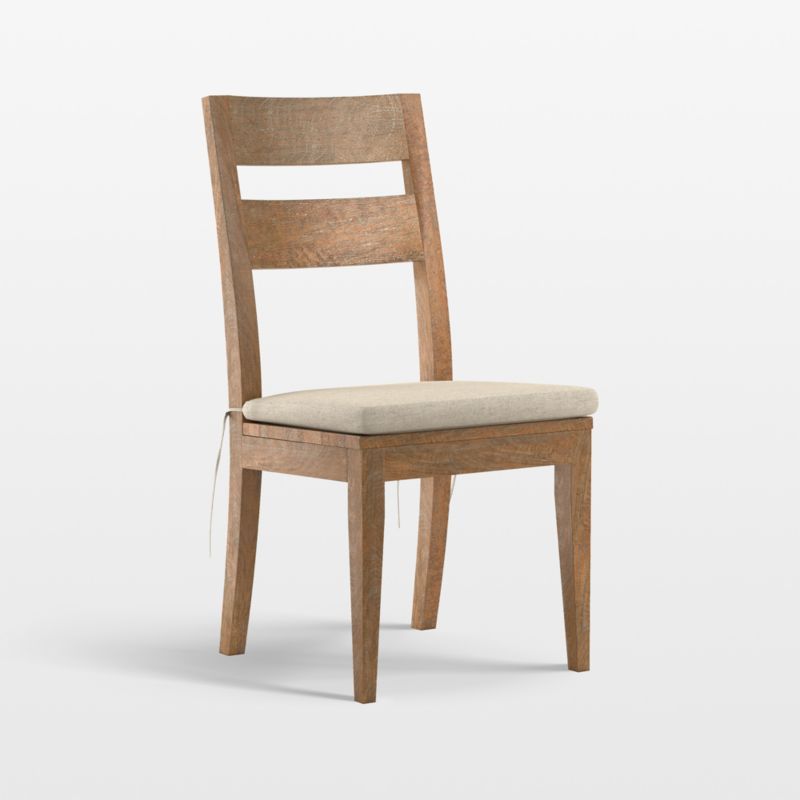 Basque Light Brown Wood Side Chair with Natural Cushion + Reviews | Crate & Barrel | Crate & Barrel