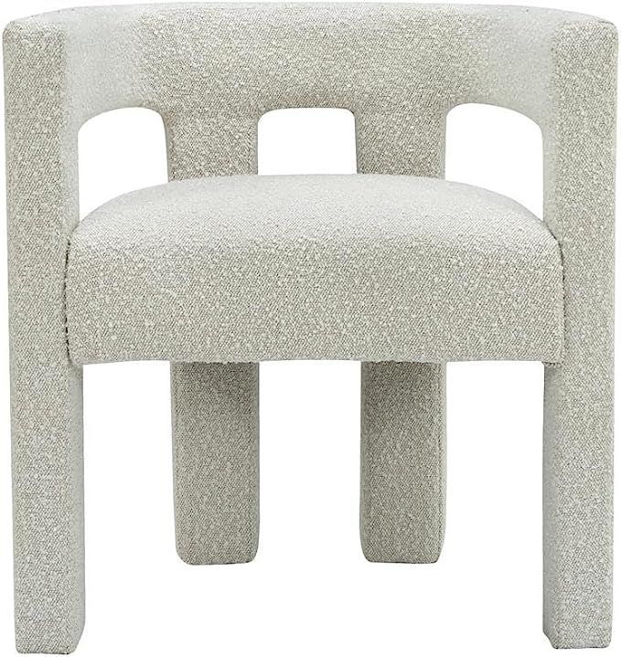 MAKLAINE Contemporary Rounded Back Fabric Accent Chair in Rich Cream | Amazon (US)