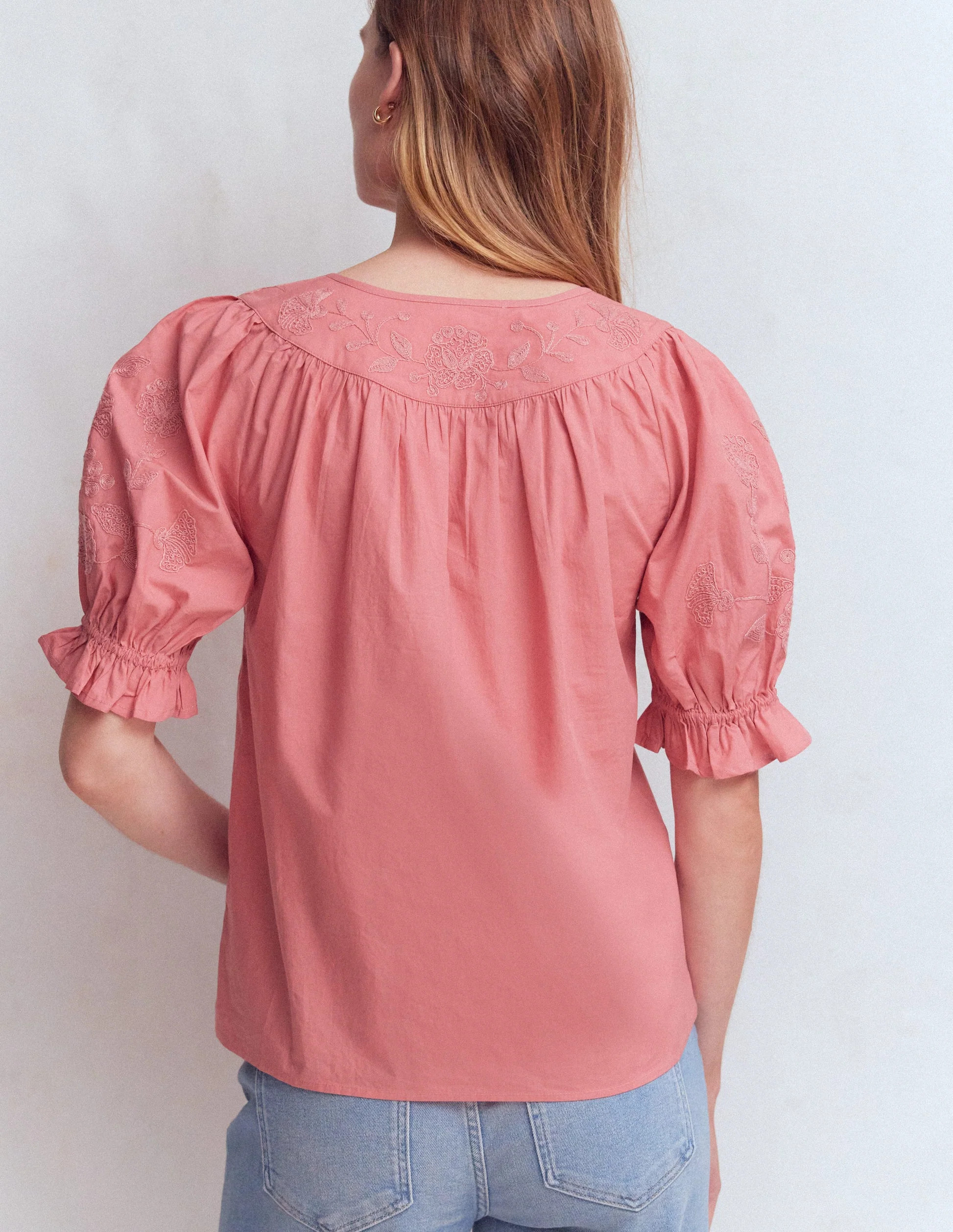 Cotton Embroidered Yoke Top
                    
                      
                        V... | Boden UK