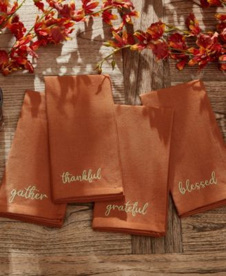 Elrene Harvest Sentiment Embroidered Napkins, Set of 4, 17 | Macy's