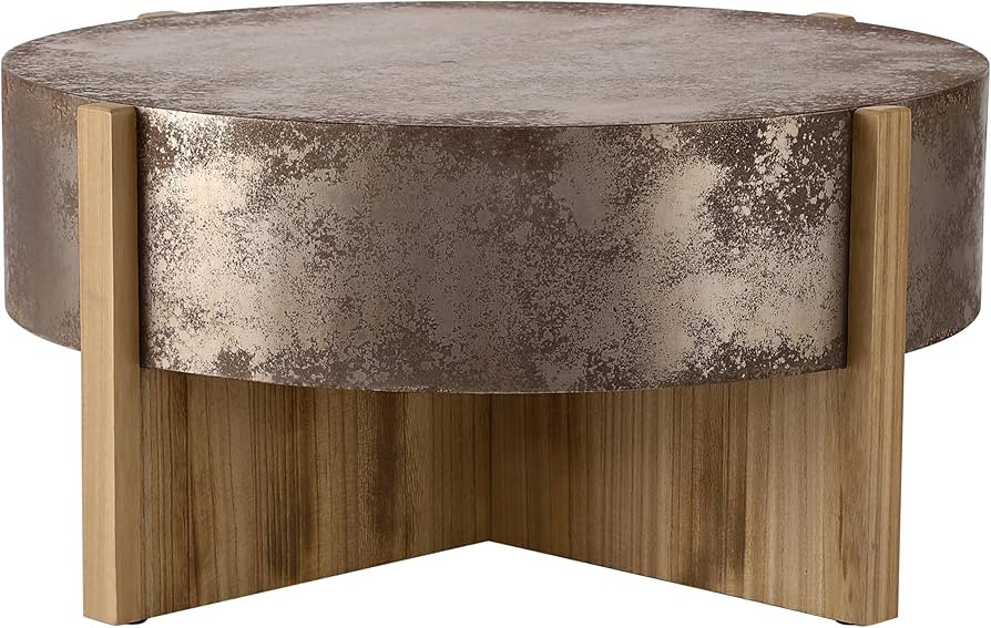 Rustic Coffee Table with Burnt Wood Legs, Distressed Rust Finish, Easy Assembly, for Living Room ... | Amazon (US)