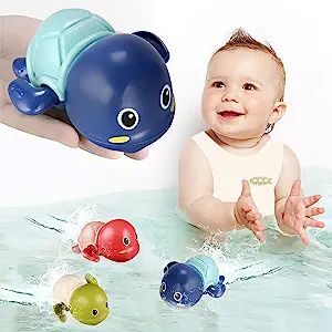 Bath Toys, 3 Pack Cute Swimming Turtle Bath Toys for Toddlers 1-3, Floating Wind Up Toys for 1 Ye... | Amazon (US)
