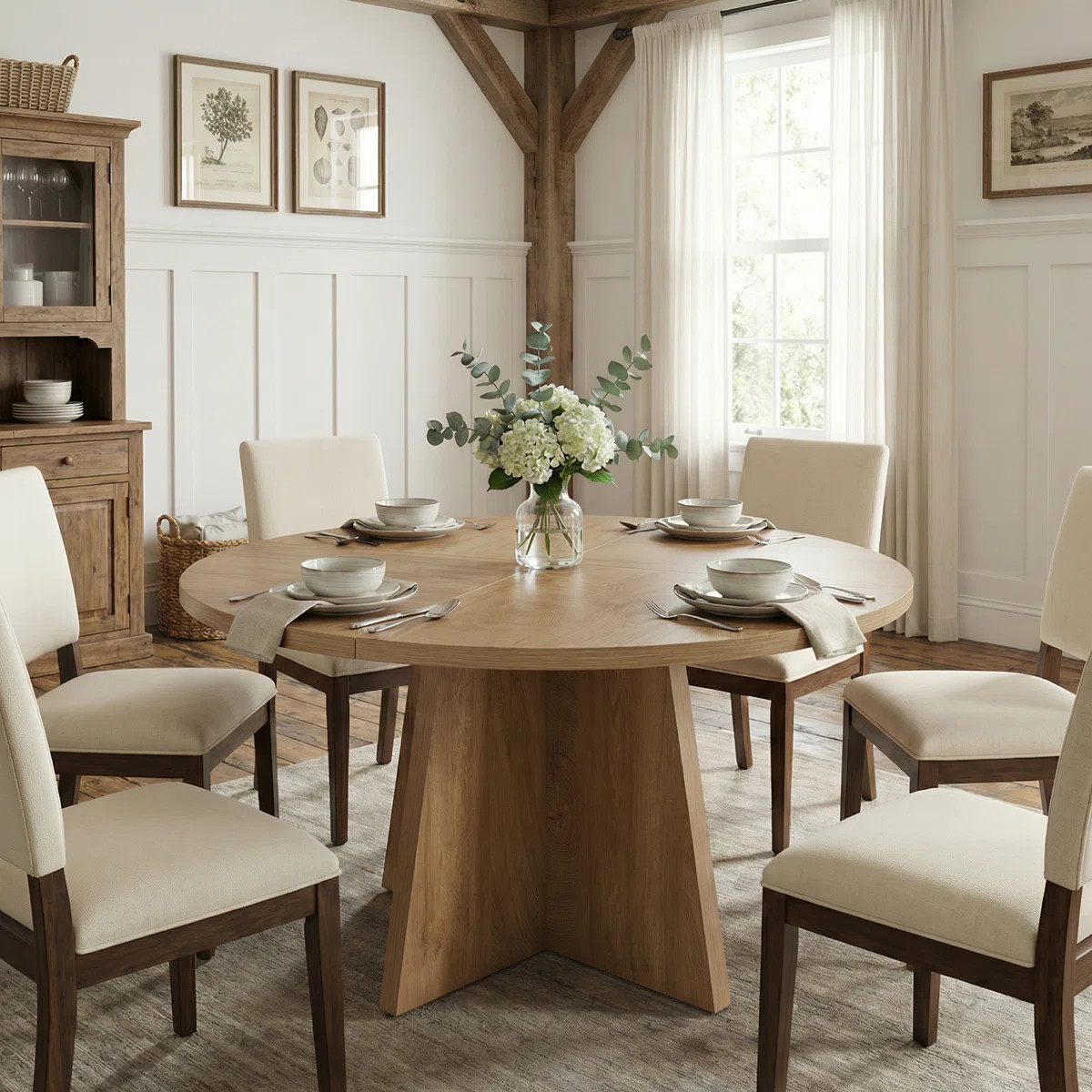 Round Dining Table for 4 Farmhouse Kitchen Table | Wayfair North America