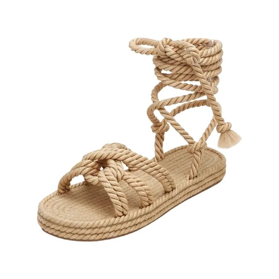 Uobin Women’s Flat Sandals – Comfortable Lace-Up Gladiator Sandals with Adjustable Ankle Wrap... | Walmart (US)