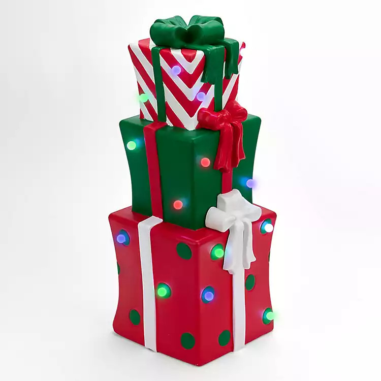 LED Red & Green Present Stack Blow Mold Statue | Kirklands Home | Kirklands