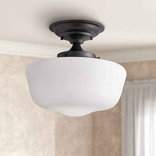 Floating Schoolhouse Industrial Farmhouse Close to Ceiling Light Semi Flush Mount Fixture Black 1... | Amazon (US)