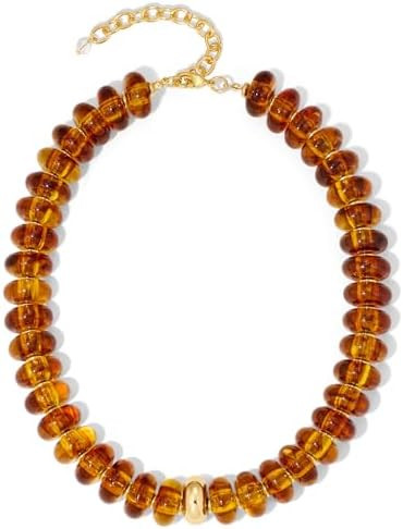 Chunky Beaded Choker Necklace for Women Statement Necklace with Gold Accent Adjustable Beach Summ... | Amazon (US)