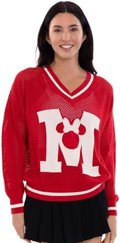 Disney Women's Crochet Varsity V-Neck Pullover Sweater Adult Sizes (X-Small - 2XL) | Amazon (US)