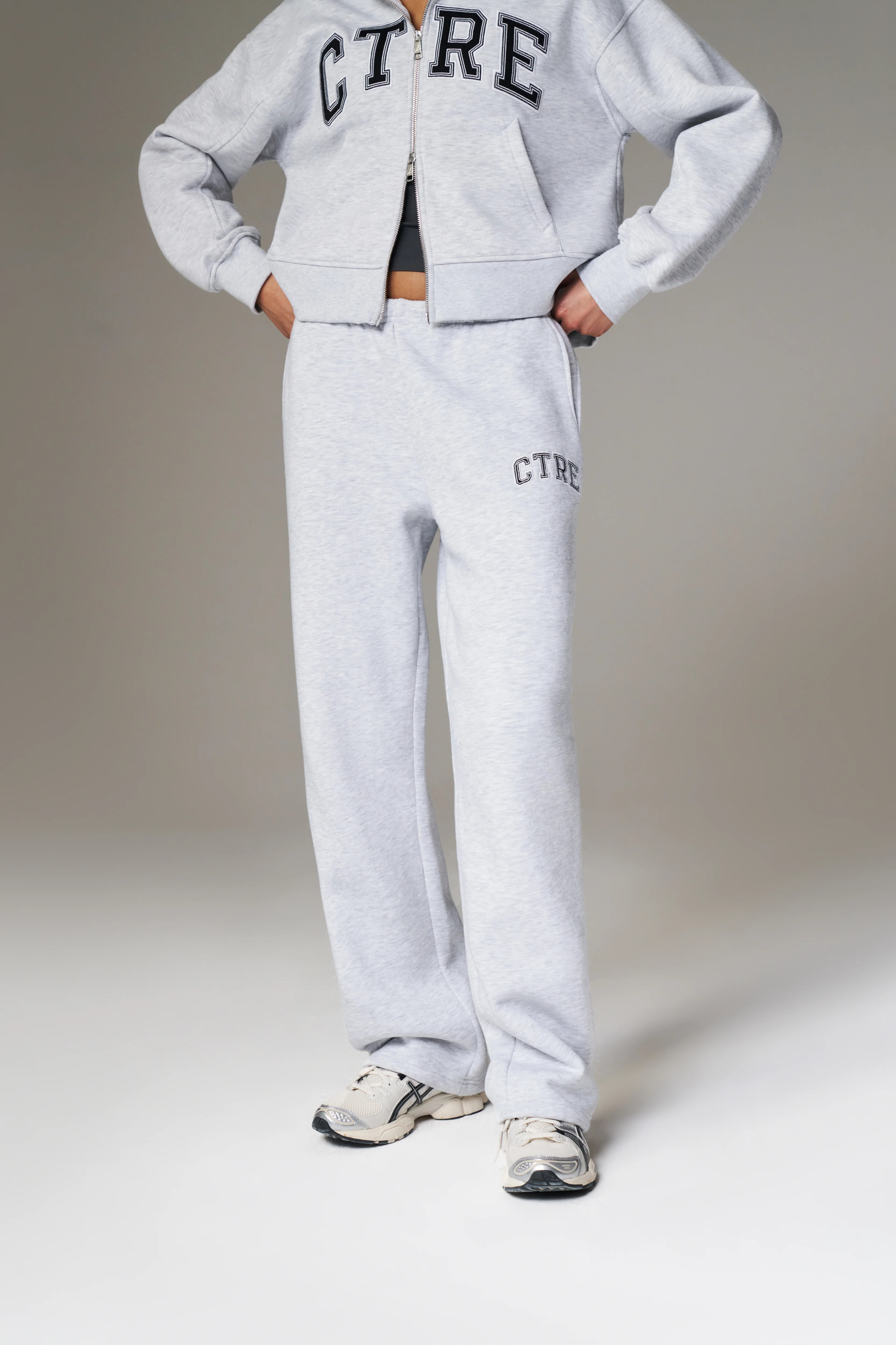Ctre Wide Leg Joggers - Grey Marl | The Couture Club