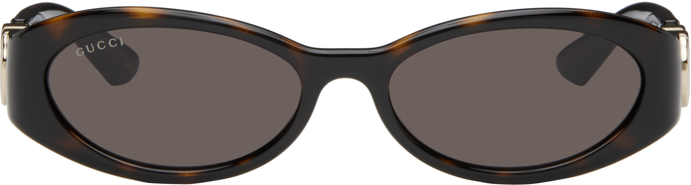 Gucci Brown Oval Frame Sunglasses | SSENSE