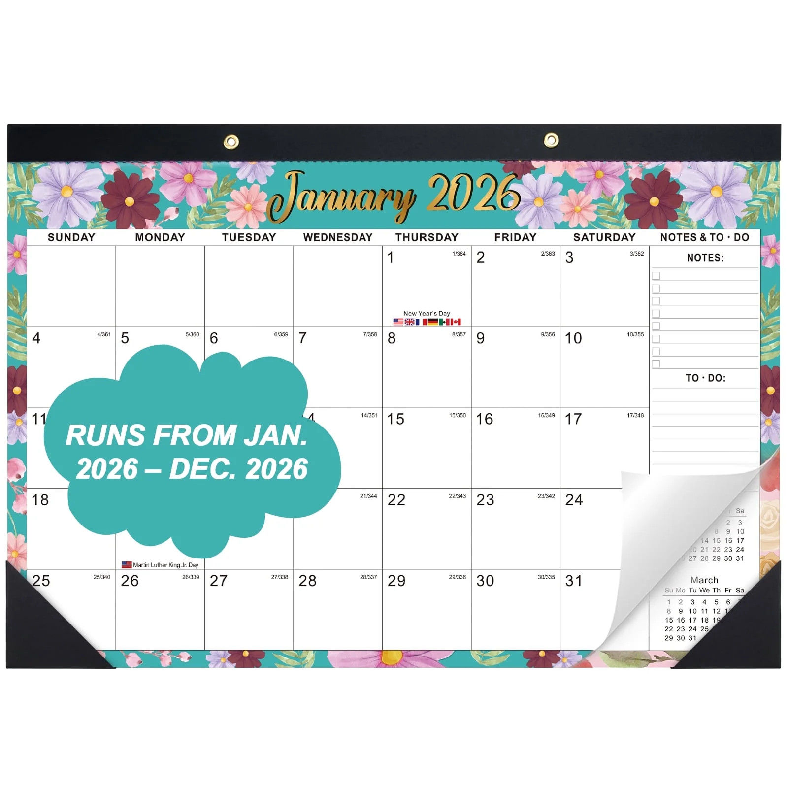 OMEYA 2026 Desk Calendar, 2026 Monthly Calendar, Large Size 17 x 12 in, Desk Pad Calendar for Hom... | Walmart (US)