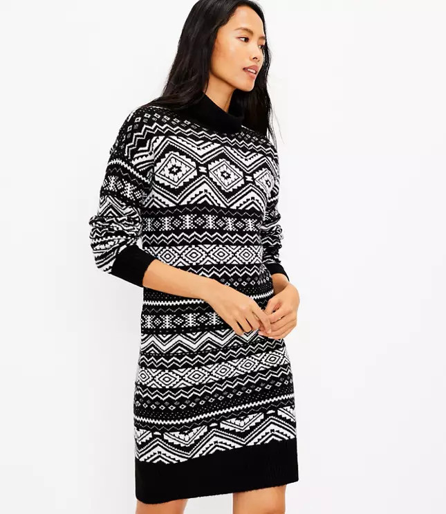 Petite Fair Isle Turtleneck Sweater Dress | LOFT
