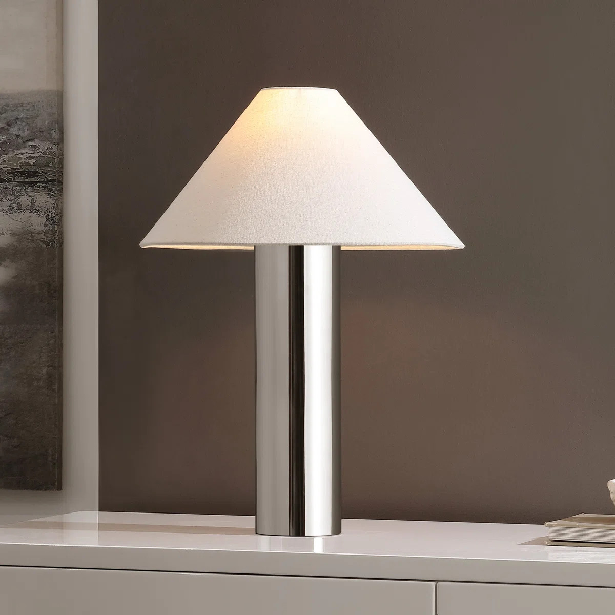 Cheri 20.5 Inch Chrome/White Metal Table Lamp | Wayfair North America