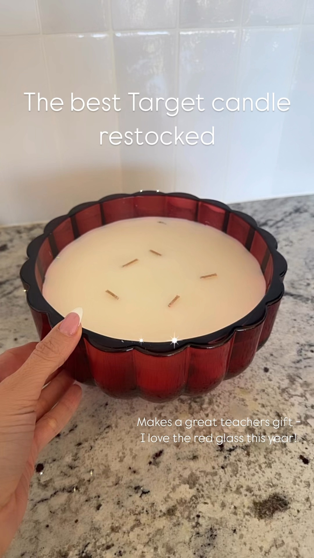 The best target candle is restocked! Comes in a beautiful red scalloped glass jar this year, available in 2 sizes and makes a perfect teachers or hostess gift!

#LTKHome #LTKGiftGuide #LTKFindsUnder50