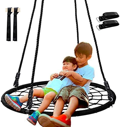 SUPER DEAL 40'' Spider Web Tree Swing Net Swing Platform Rope Swing 71" Detachable Nylon Rope Swi... | Amazon (US)