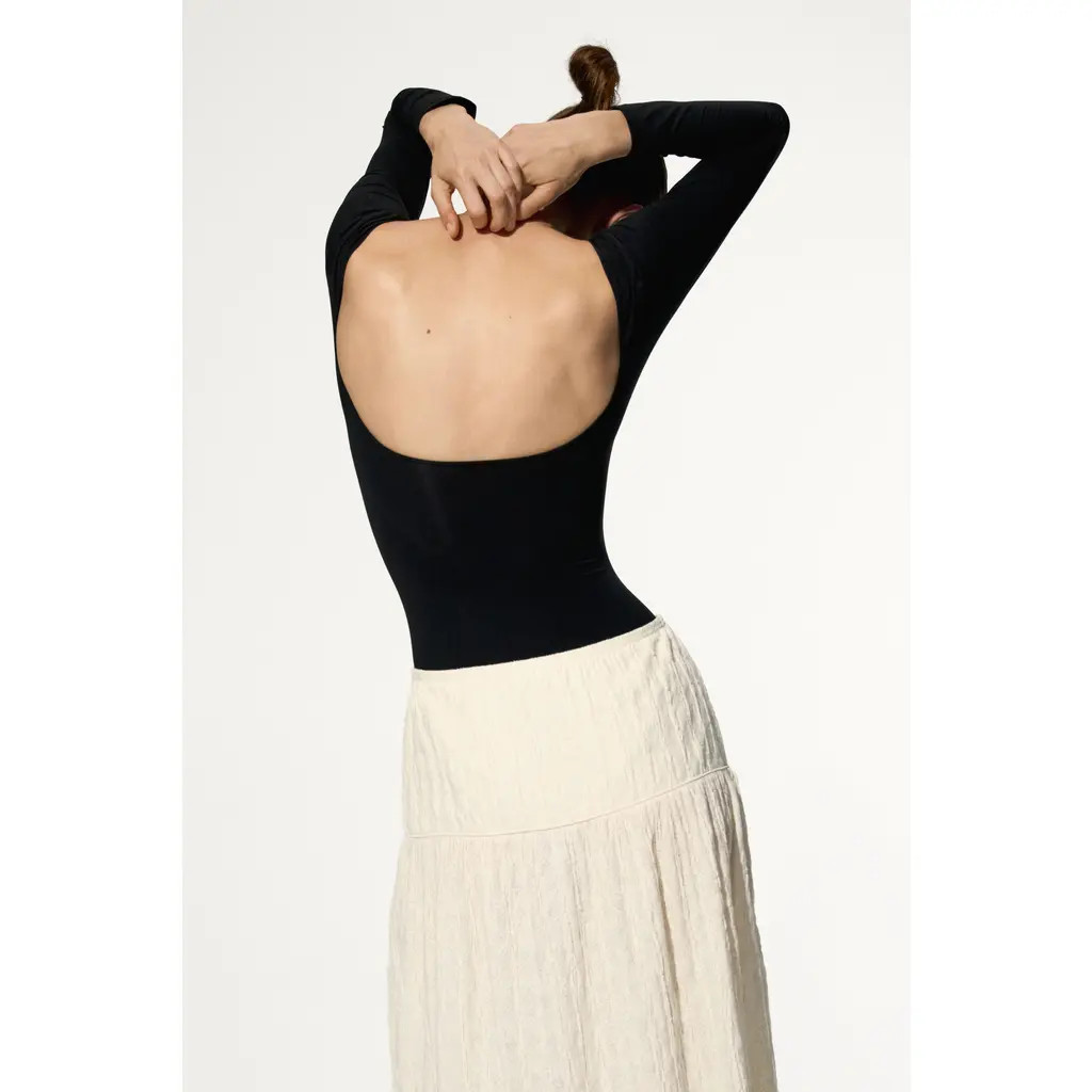 H&M Textured jersey midi skirt in Cream at Nordstrom, Size Medium | Nordstrom