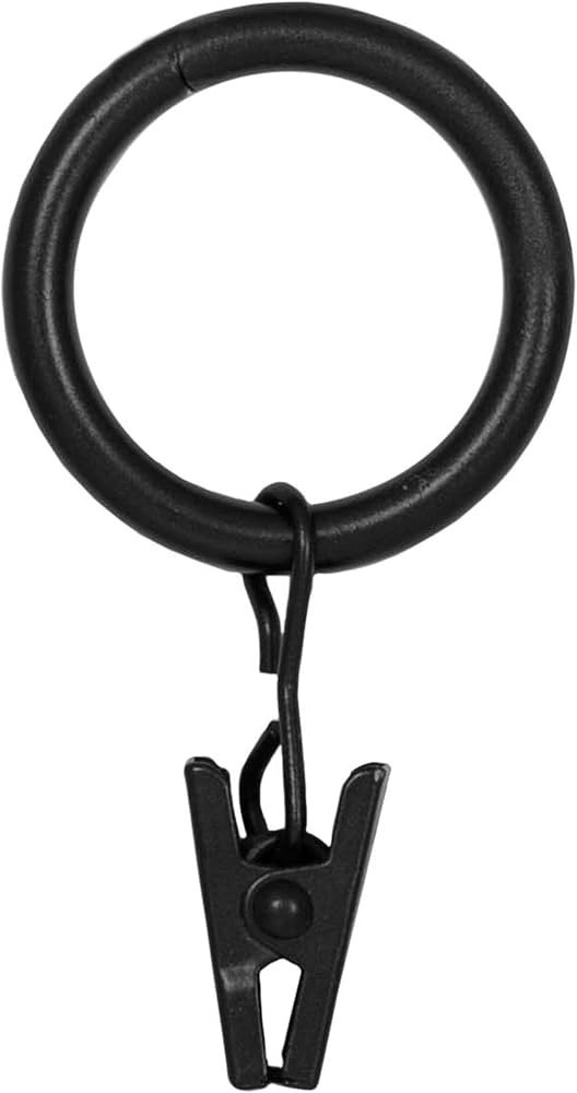 Kenney Window Curtain Clip Rings, Set of 14, Black | Amazon (US)
