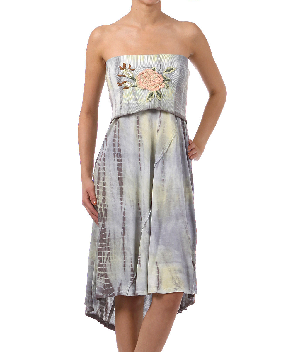 Pretty Young Thing Women's Casual Dresses GREEN - Green Tie-Dye Strapless Dress - Women | Zulily