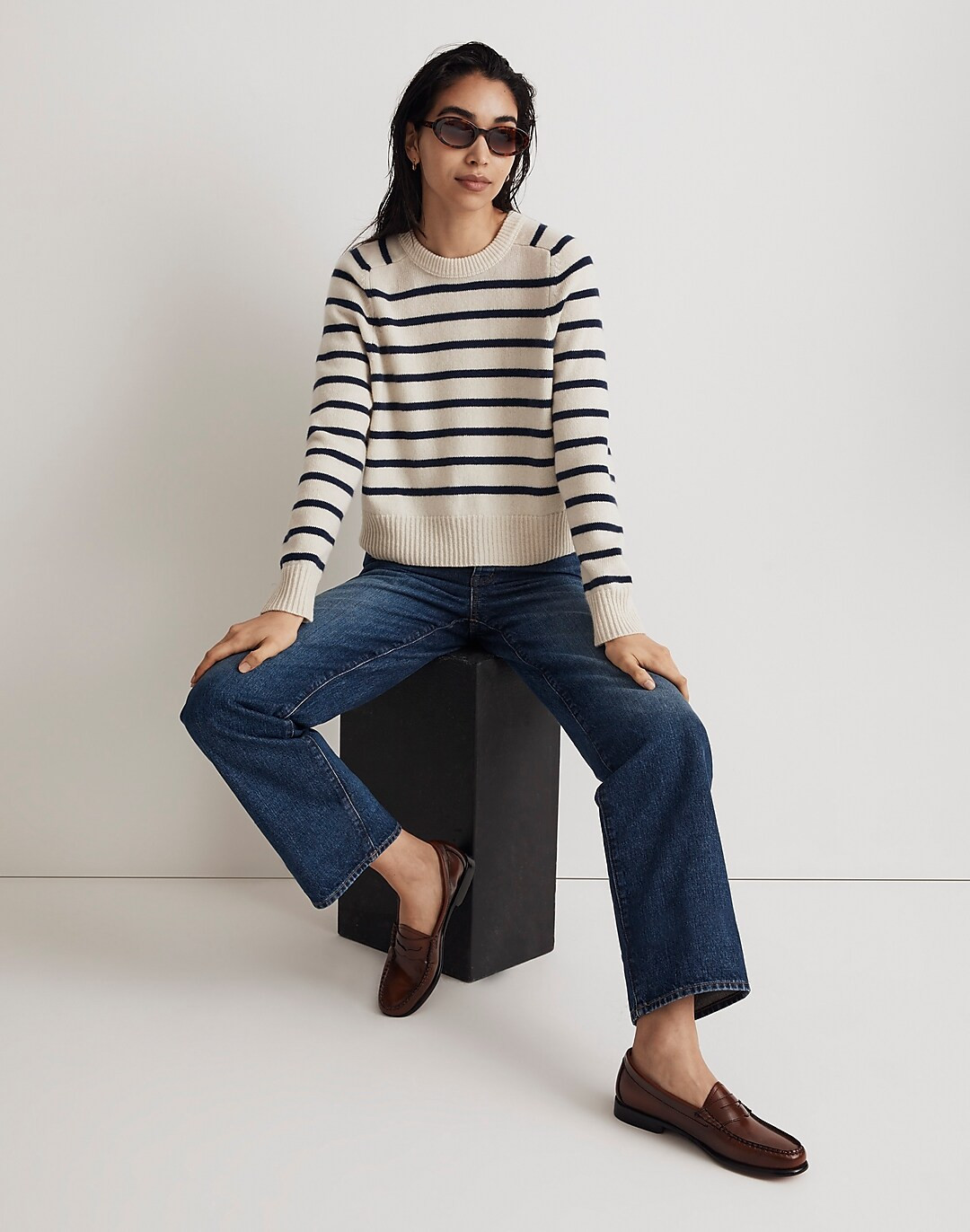 (Re)sourced Cashmere Crewneck Sweater in Stripe | Madewell