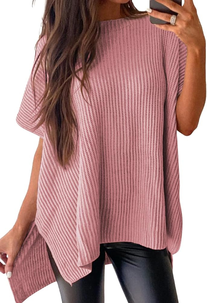 SHEWIN Womens Tops Crewneck Short Sleeve Sweater Causal Tunic Tops Lightweight Summer Sweaters fo... | Amazon (US)