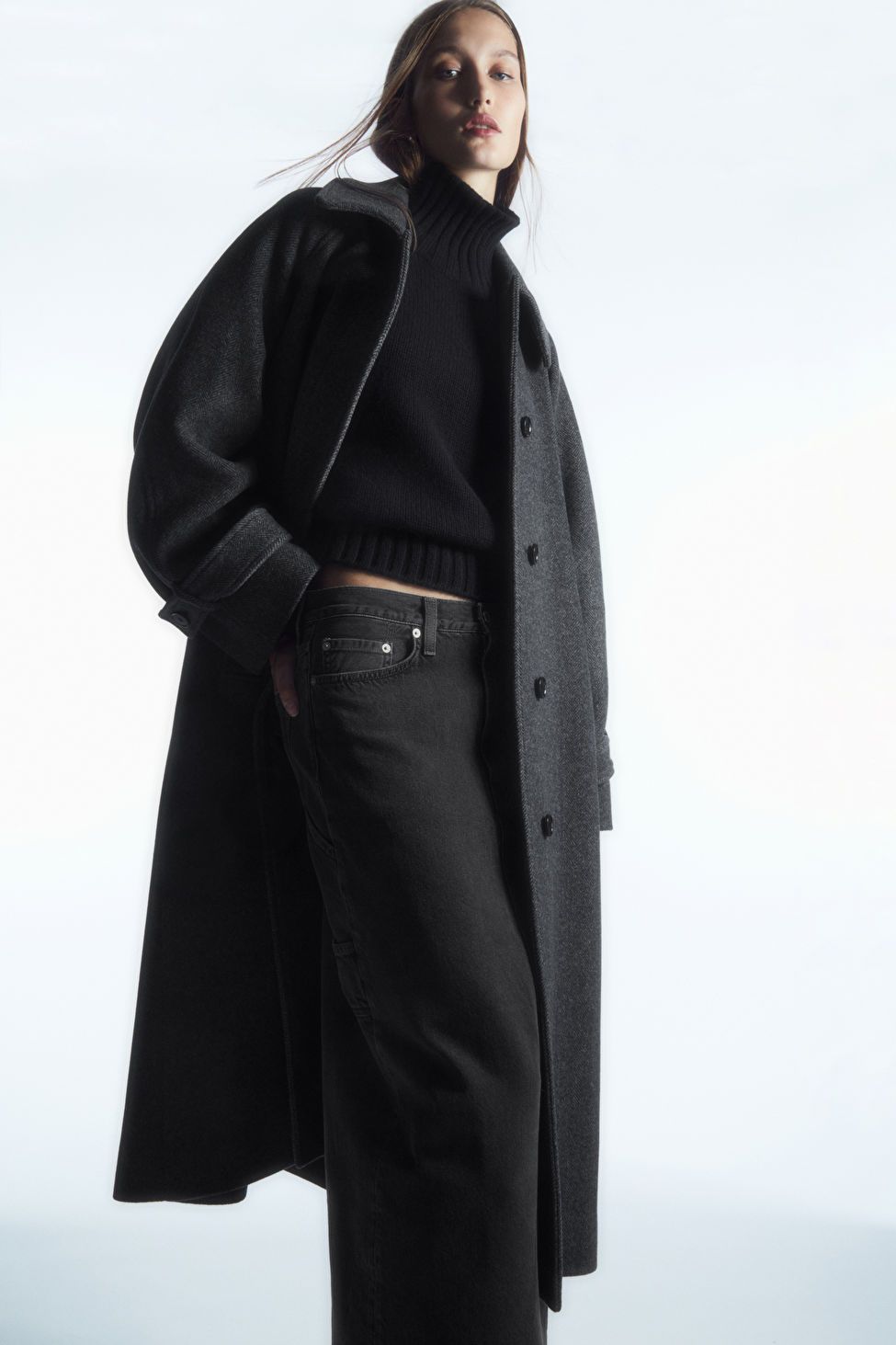 OVERSIZED ROUNDED WOOL COAT - DARK GRAY MÉLANGE - Coats and Jackets - COS | COS (US)