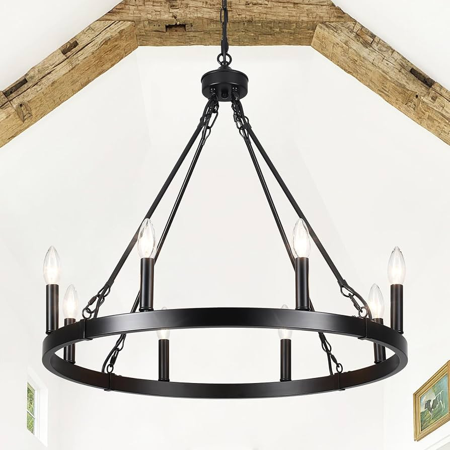 LJHhowe Wagon Wheel Chandelier Ceiling Lights 26" Rustic Chandelier for Dining Room Light Fixture... | Amazon (CA)