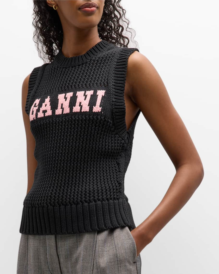 Ganni Cotton Rope Logo Vest | Neiman Marcus