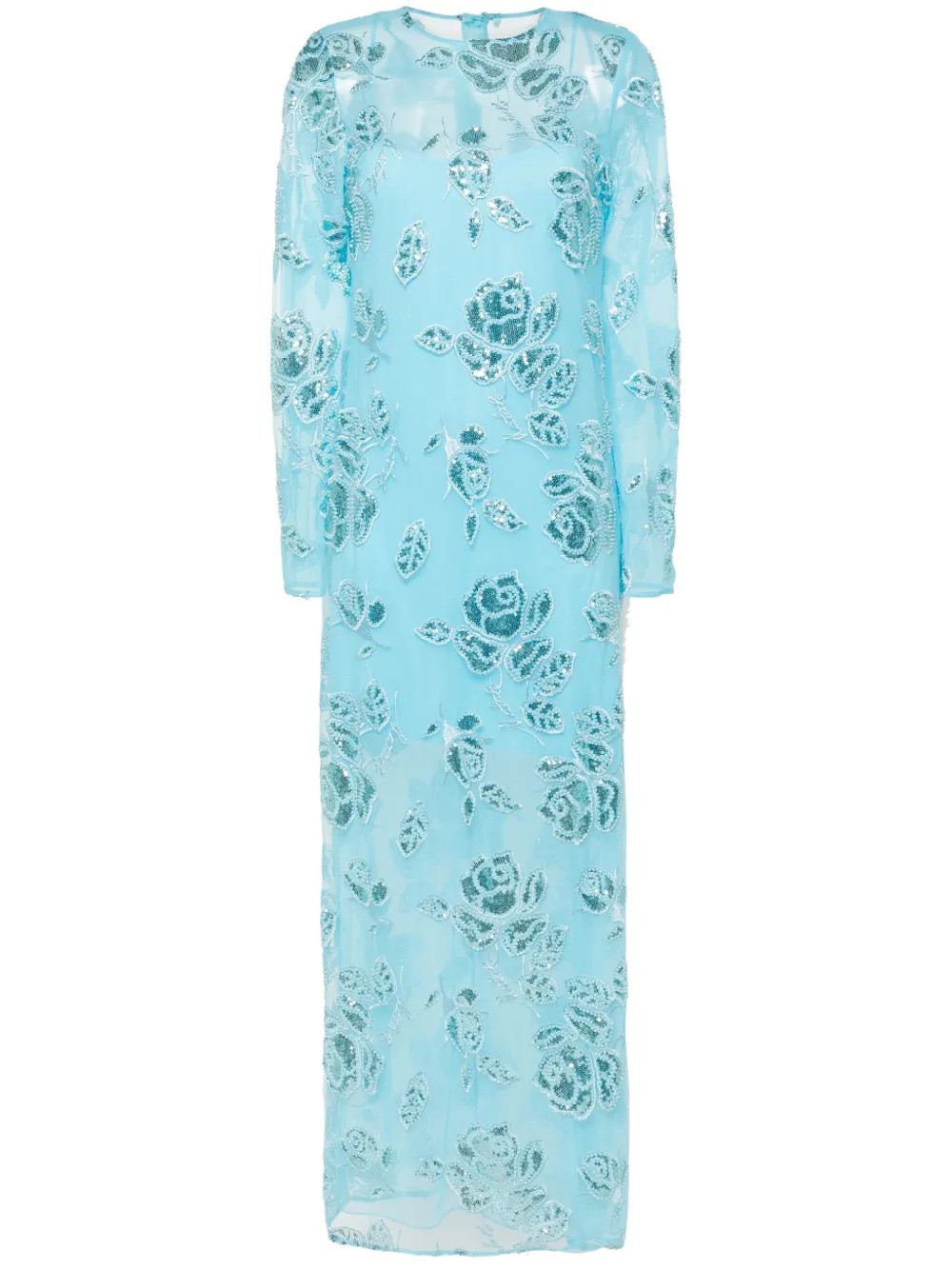 ROTATE BIRGER CHRISTENSEN floral-embroidery Maxi Dress | Blue | FARFETCH | Farfetch Global