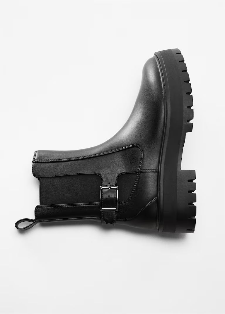 Ankle boots with elastic panel and buckle -  Women | Mango USA | MANGO (US)