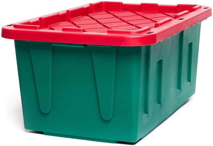 Homz Holiday Plastic Storage Container, 2 Pack, Red/Green, 2 Sets | Amazon (US)