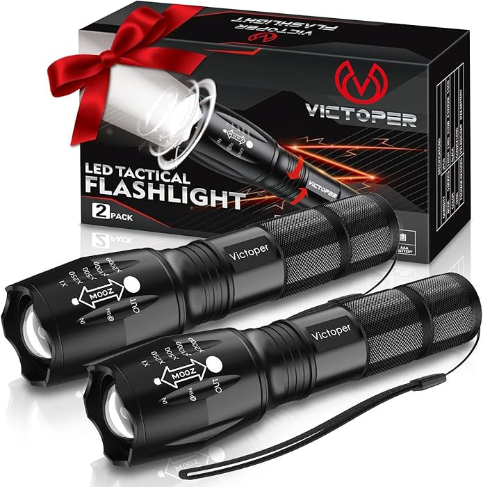 Victoper LED Flashlight 2 Pack, Bright Tactical Torch High Lumens with 5 Modes, Waterproof Zoomab... | Amazon (US)
