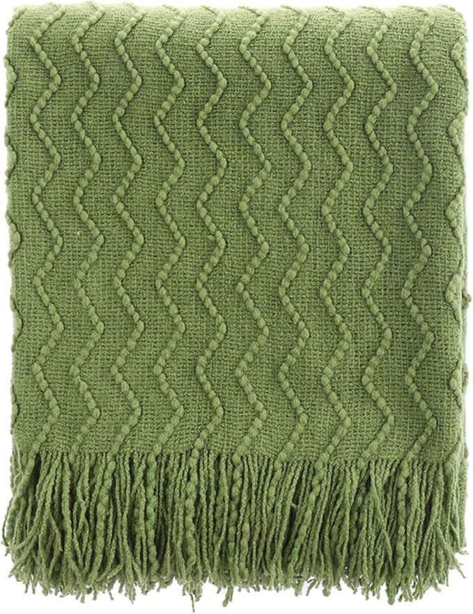 BATTILO HOME Spring Green Throw Blanket for Couch, Textured Knit Throw, Green Decorative Blankets... | Amazon (US)