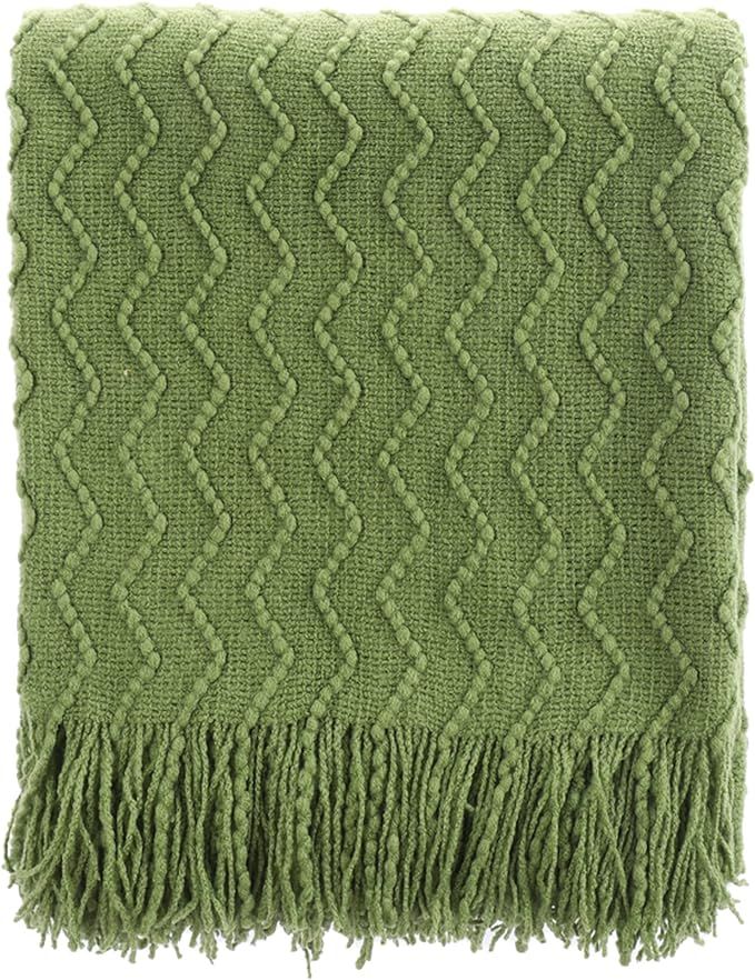 BATTILO HOME Spring Green Throw Blanket for Couch, Textured Knit Throw, Green Decorative Blankets... | Amazon (US)