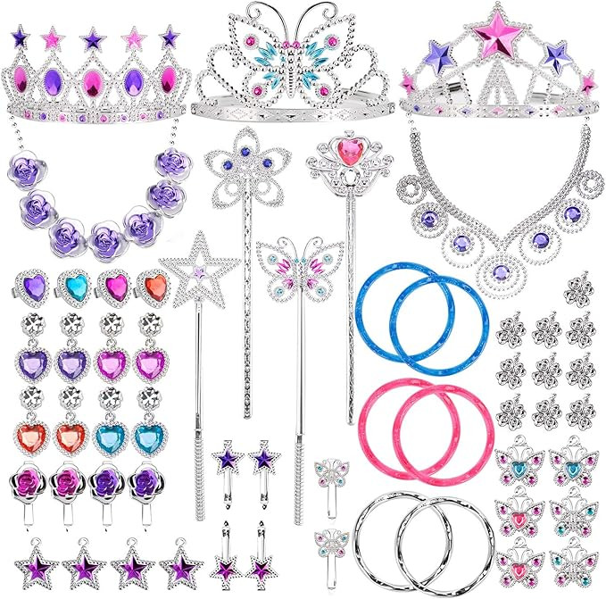 Liberty Imports 50 PCS Princess Jewelry Dress Up Accessories, Pretend Play Set Jewelry Party Favo... | Amazon (US)