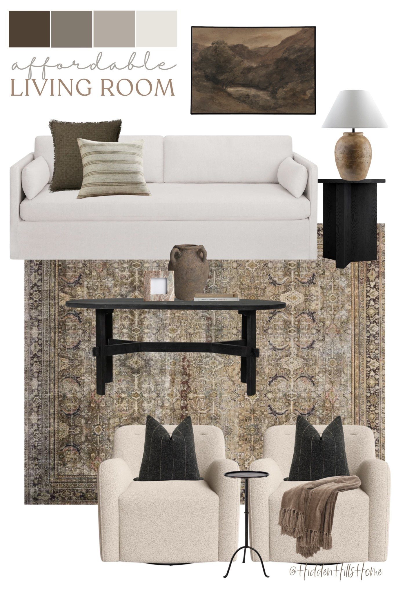 Living room design, affordable sofa, living room rug, coffee table on sale! Affordable living room decor finds under $375! Home decor finds on a budget! Budget friendly home decor inspiration! Living room mood board #livingroom



#LTKHome #LTKStyleTip #LTKSaleAlert
