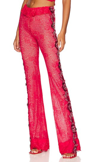 Boys Lie x Yung Reaper Lace Low Rise Pant in Red. - size XS (also in M, S) | Revolve Clothing (Global)
