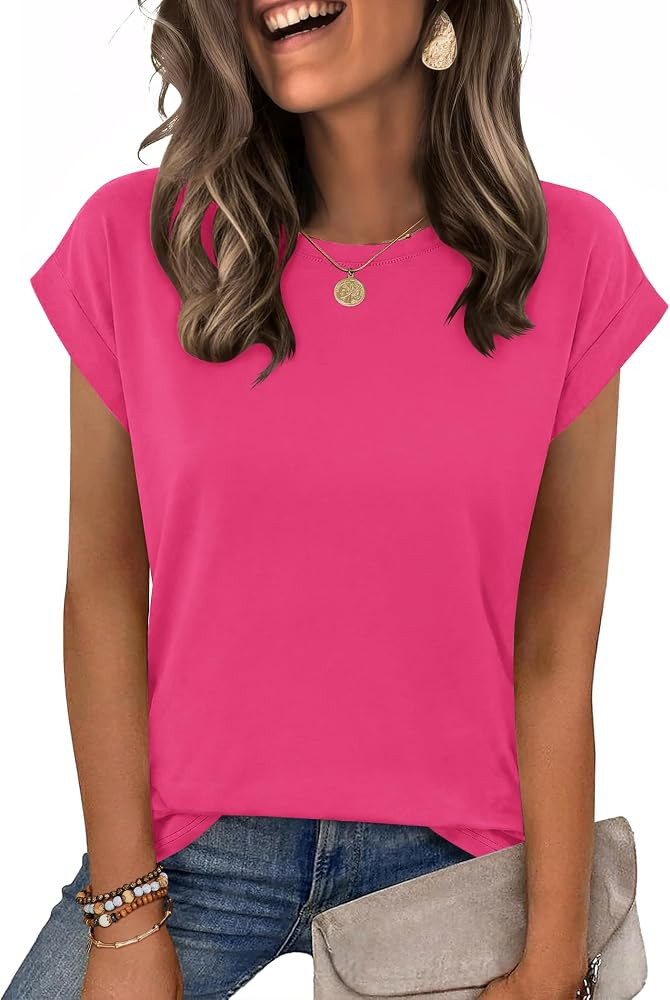 Zeagoo Womens Tops Summer Casual Cap Sleeve Tshirts Shirts Business Dressy Spring Fashion Outfits... | Amazon (US)