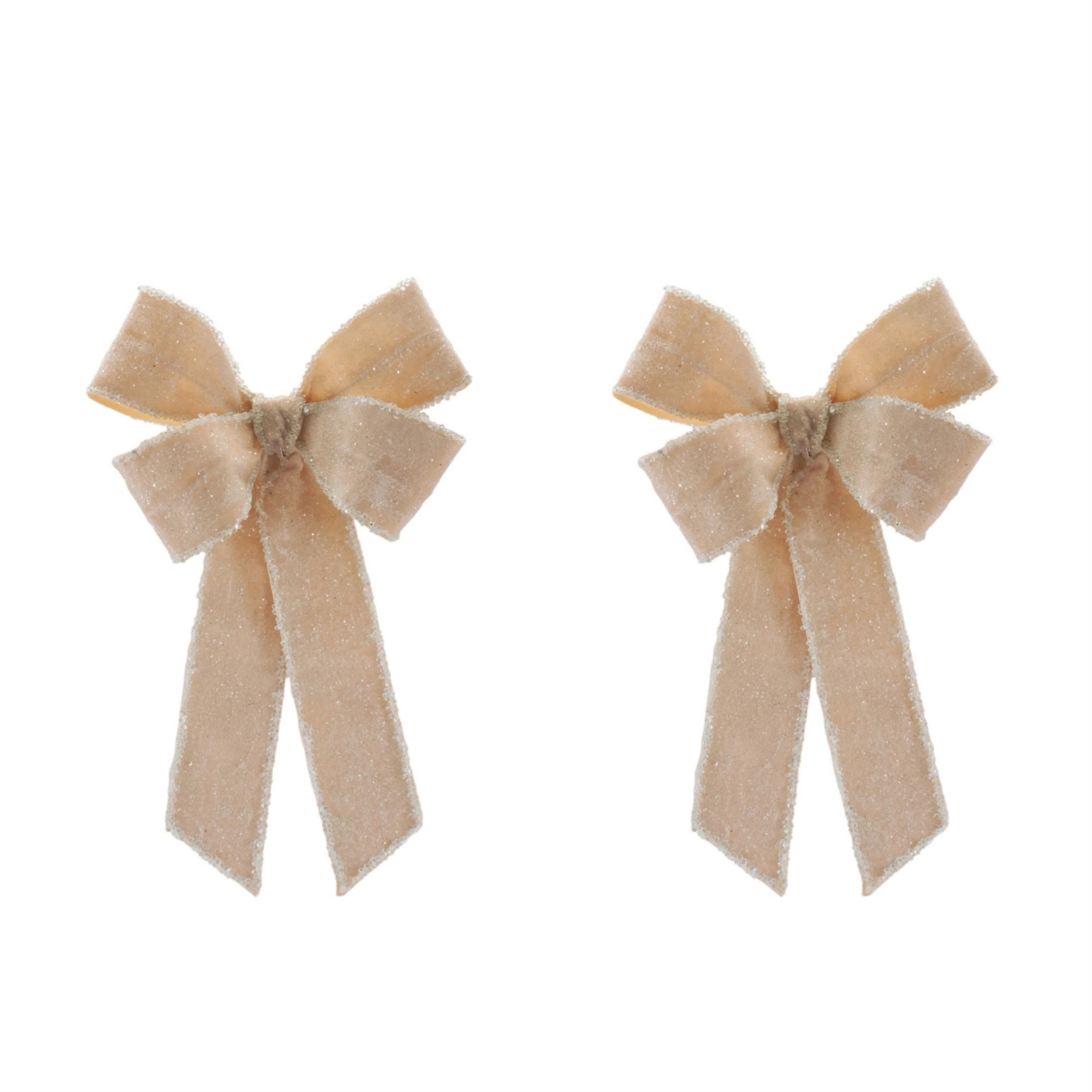 Glittered Velvet Bow Ornament (Set of 2) | Wayfair North America