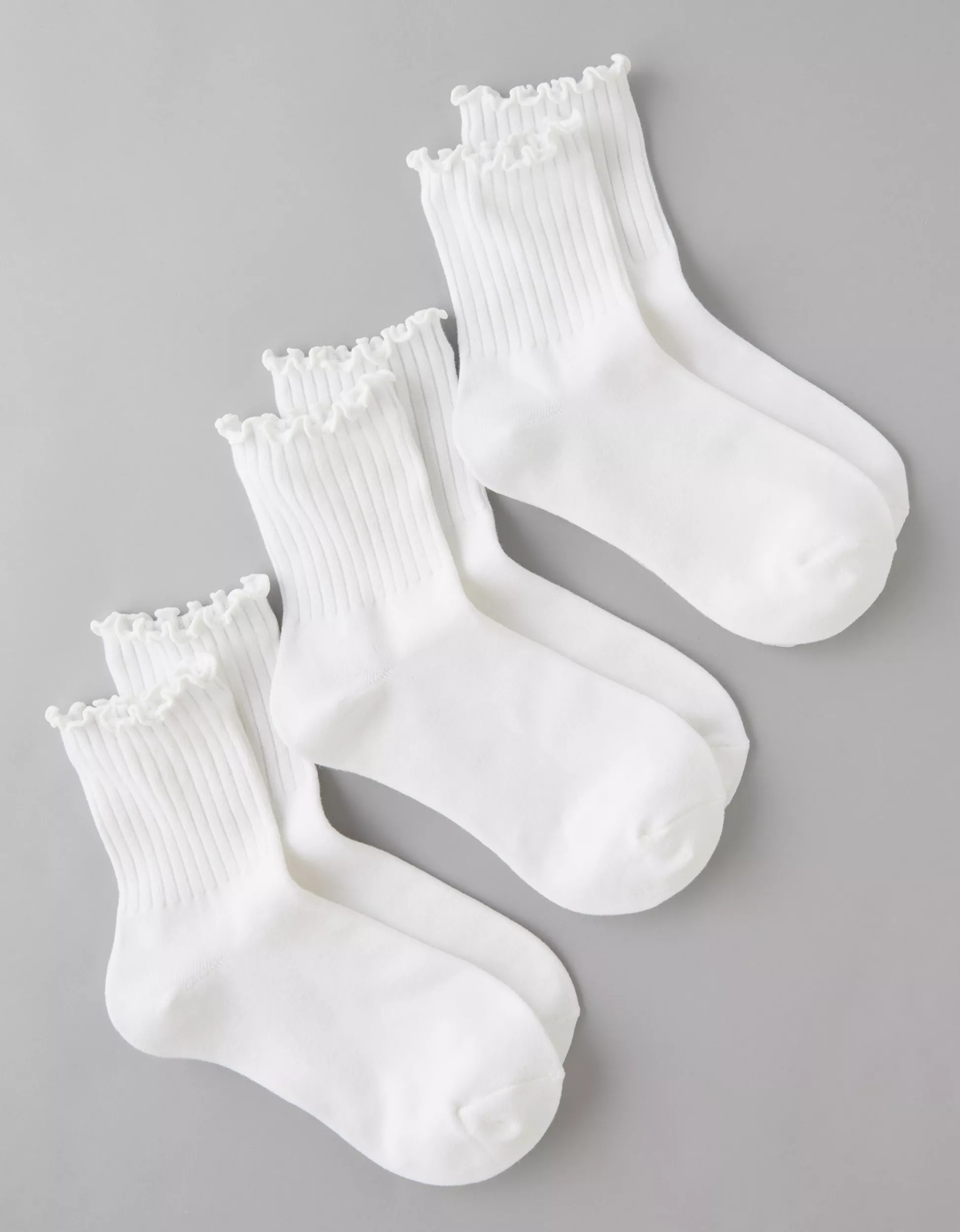 AE Ruffle Cropped Crew Socks 3-Pack | American Eagle Outfitters (US & CA)