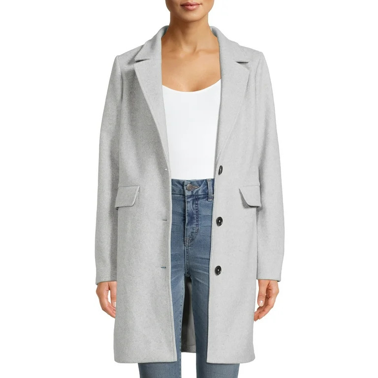 Time and Tru Women’s Faux Wool Dad Coat | Walmart (US)