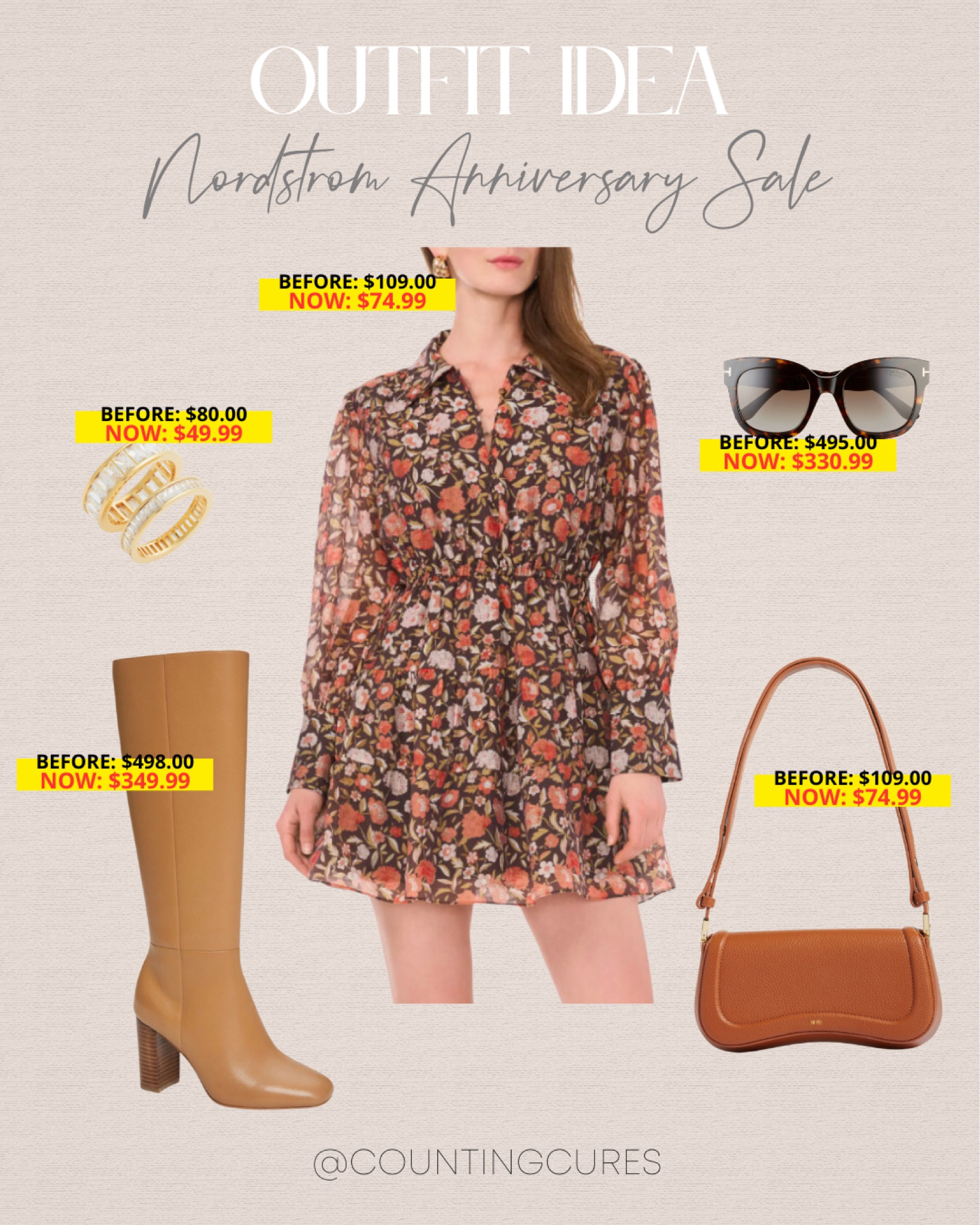 Never too early to buy items for the fall and winter. Get ready for the changing seasons with these versatile transitional items: a floral mini dress, knee-high boots, and a stylish handbag, sunglasses, and earrings all on sale at Nordstrom’s Anniversary event!
#fashiondeal #transitionalstyle #outfitidea #affordablefinds

#LTKSaleAlert #LTKStyleTip #LTKxNSale