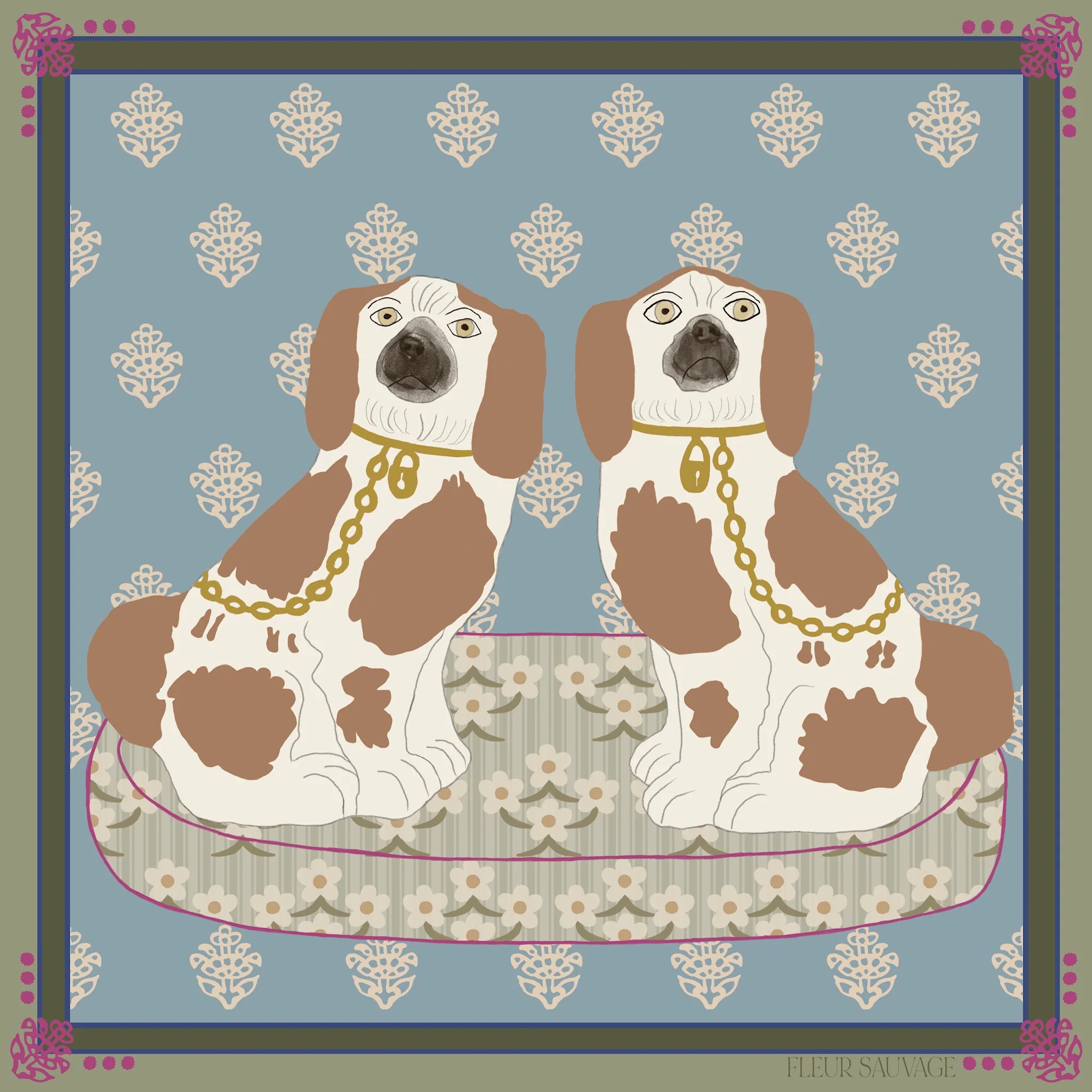 Staffordshire Dogs Scarf 90 | Fleur Sauvage Design