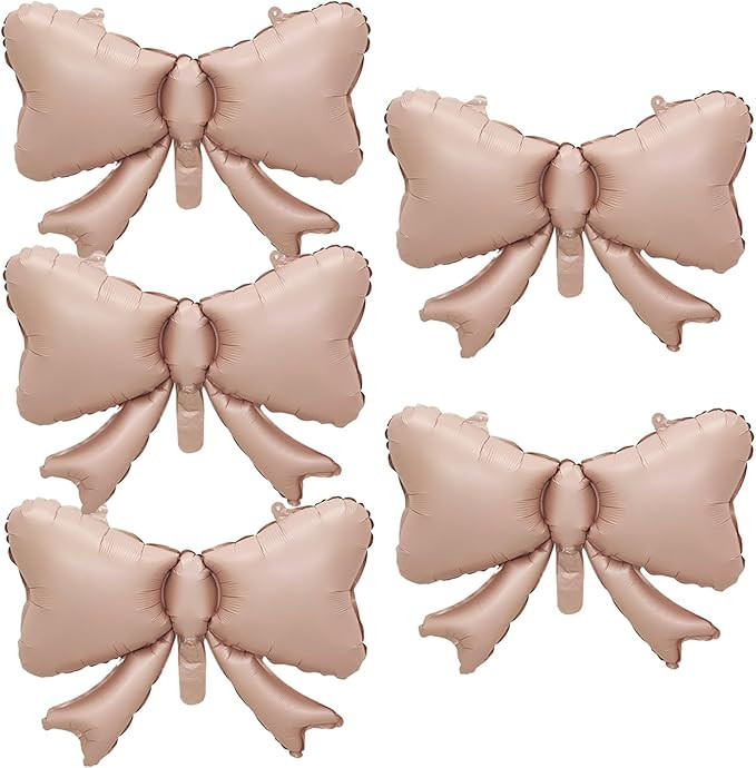 FBQ 5 Pcs Bow Balloon Matte Pink Bow Theme Baby Shower Bow Foil Balloon Wedding Party Decoration | Amazon (US)