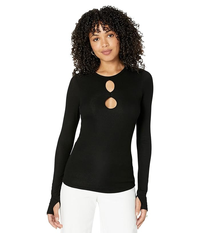 Michael Lauren Haskell Long Sleeve Crew Neck Top w/ Keyhole Cutouts | Zappos
